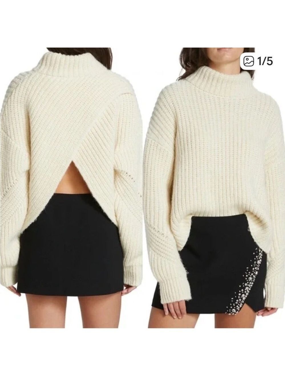 A.L.C Clayton Criss Cross Wool Blend Quiet Luxury Sweater